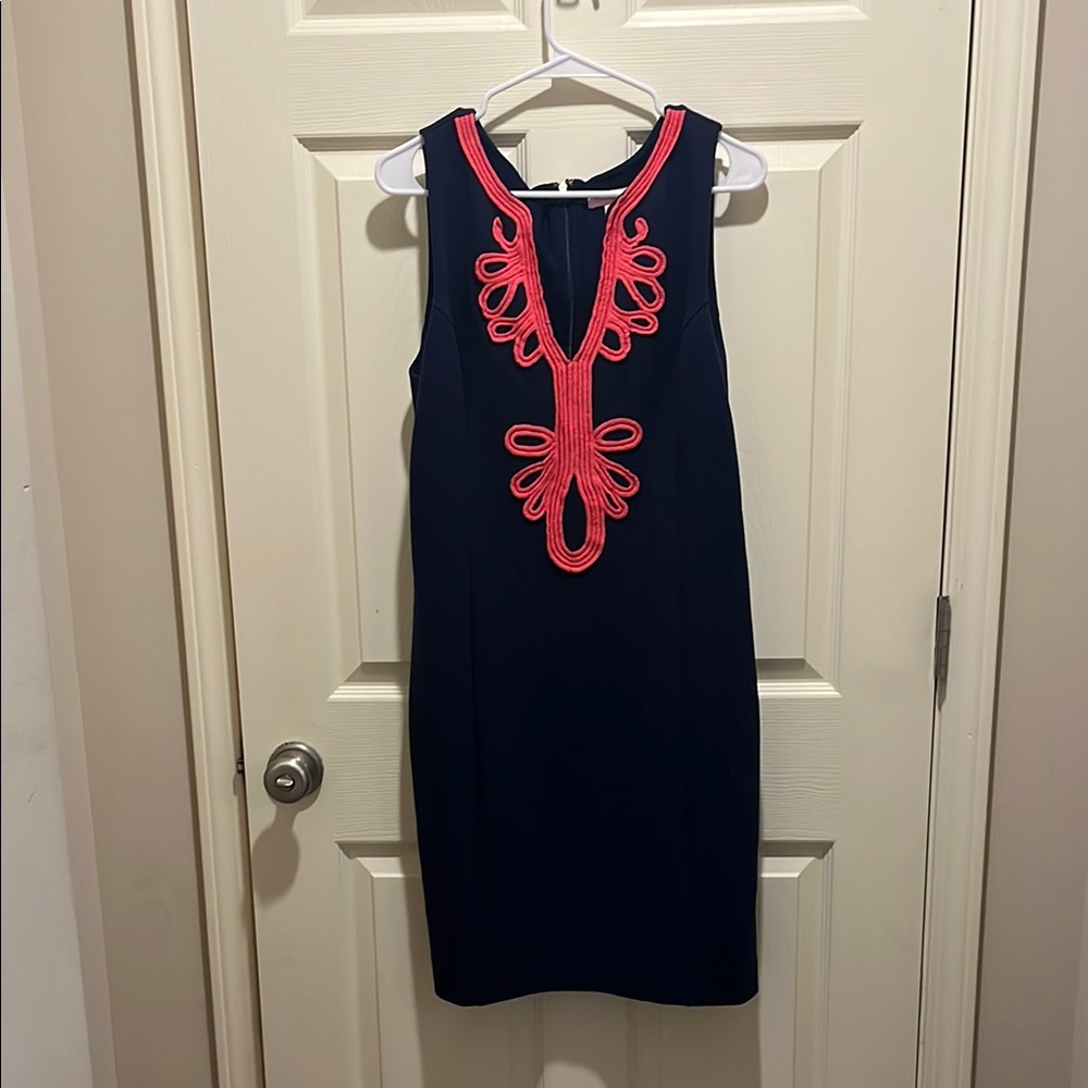 Lilly Pulitzer Navy Dress with Coral Details